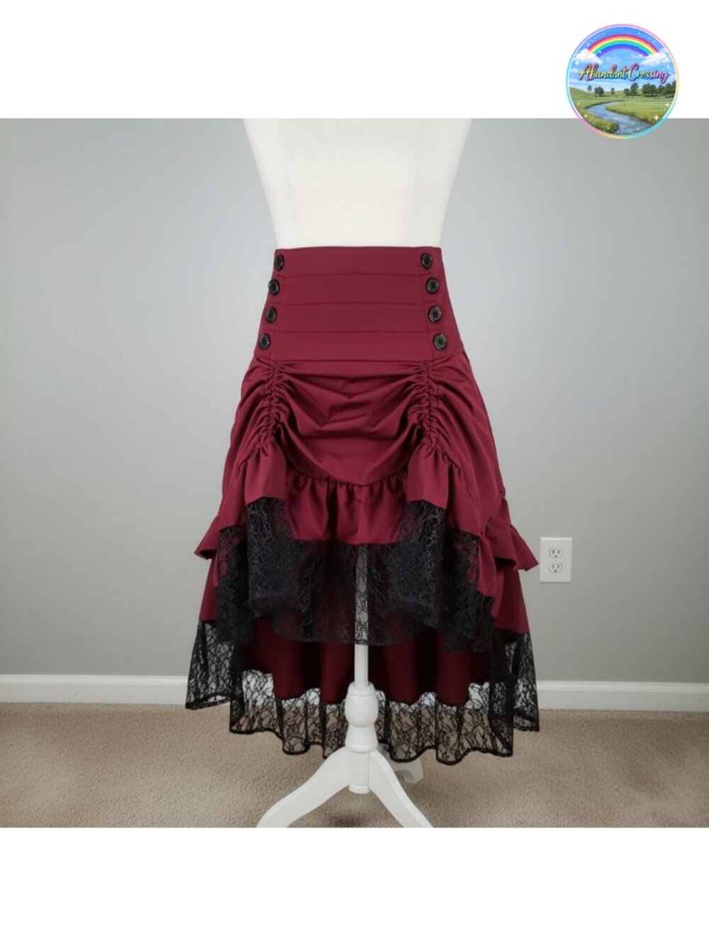 Women's Steampunk Gothic Pirate High Low Ruffled Skirt